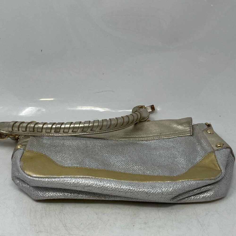 Halston Heritage Metallic Gold & Silver Leather Shoulder Bag, Vintage Y2K - Picture 5 of 8